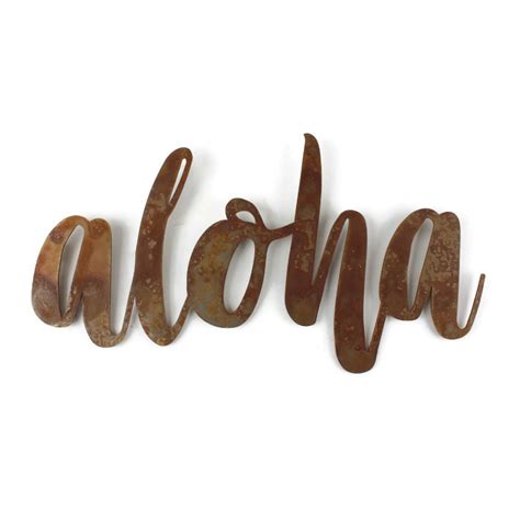 aloha metal sign box leters|aloha Metal Script Word Sign 11.75 to 17.5 Inches Wide.